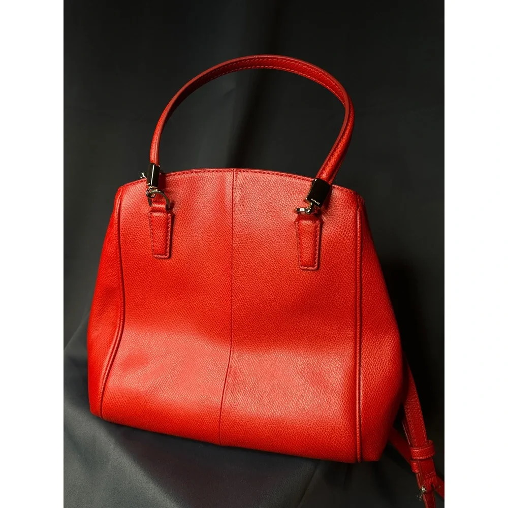 Coach Red Crossgrain Leather Satchel Crossbody Bag Gold Hardware F34607